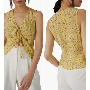 NWT Favorite Daughter Women's Gwen Tie Front Sleeveless Silk Blouse Size S 4